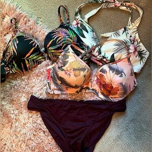 4 Piece Mix/match 36 D/DD (XL) Tropical Glam bikini lot bundle
